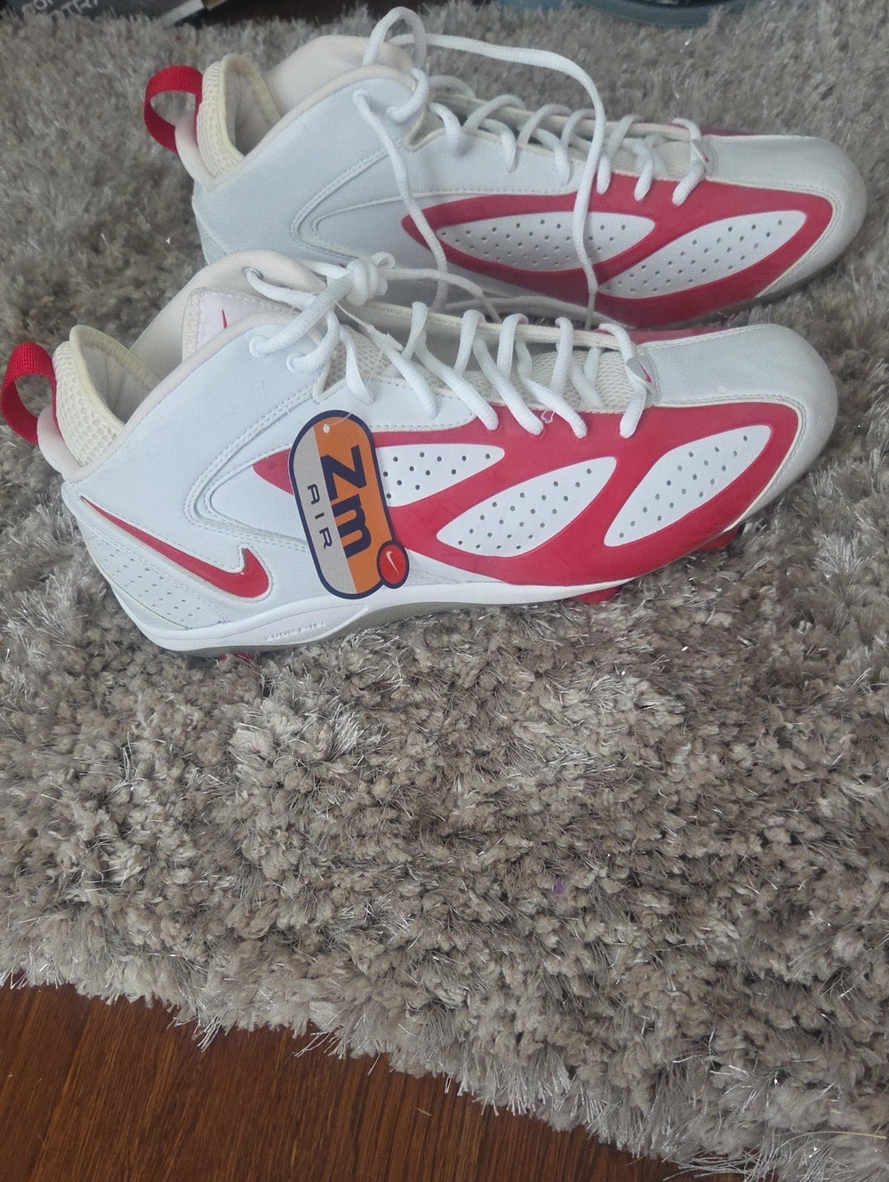 Nike White and Red Zm Air Men's RETRO CLEATS